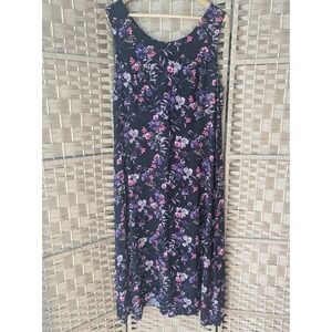 Connected Apparel Black Floral Rayon Sleeveless Midi Shift Dress Resortwear 16